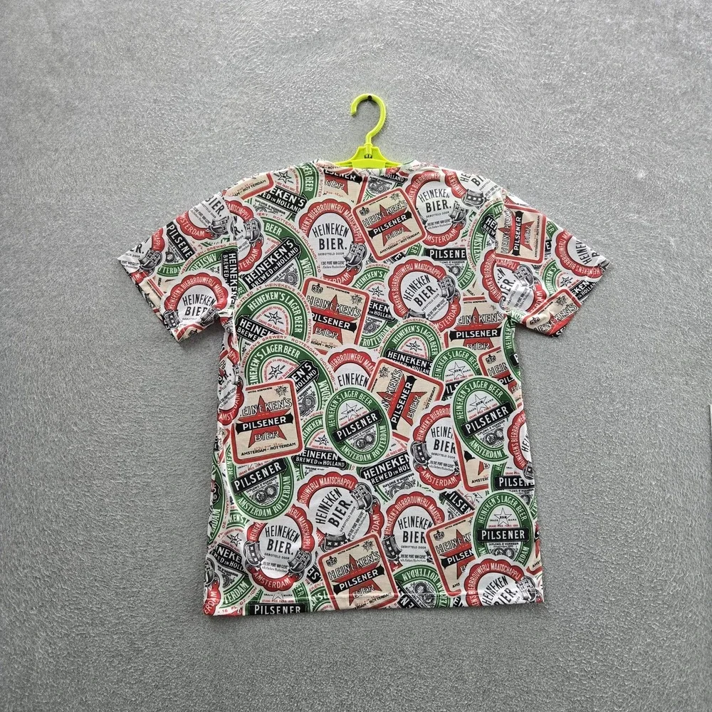 Heineken Men Shirt M Multicolor Graphic Beer Labels Casual Logo Short Sleeve